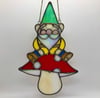 Large Gnome &Mushroom Suncatcher