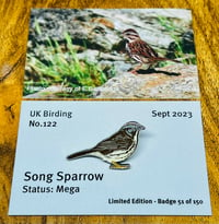 Image 1 of Song Sparrow - No.122 - UK Birding Pins - Enamel Pin Badge