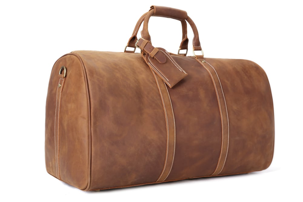 Image of Handmade Large Vintage Full Grain Leather Travel Bag, Duffle Bag, Holdall Luggage Bag 12027