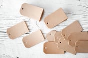 Image of 100 Blank Pre Punched Leather Luggage Tag Cut Outs