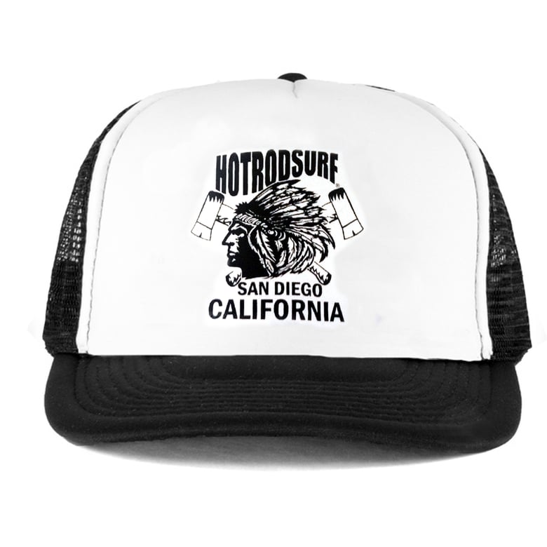 Image of Chief SD CA  Hat ~ HOTRODSURF ~ Hot Rod Surf ® - Black/White