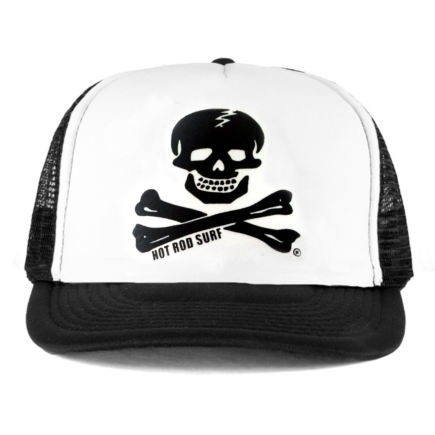 HOT ROD SURF — Skull \u0026 Bones Hat ~ HOTRODSURF ~ Hot Rod Surf ® - Black/White