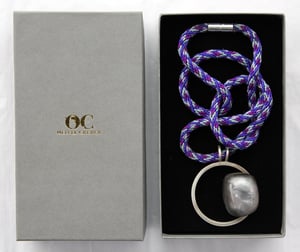 Image of Medium Silver + Purple Resin Pebble Necklace 