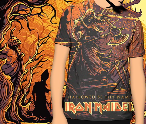 Image of Iron Maiden "Hallowed be thy Name" All-over Fullprint T-Shirt