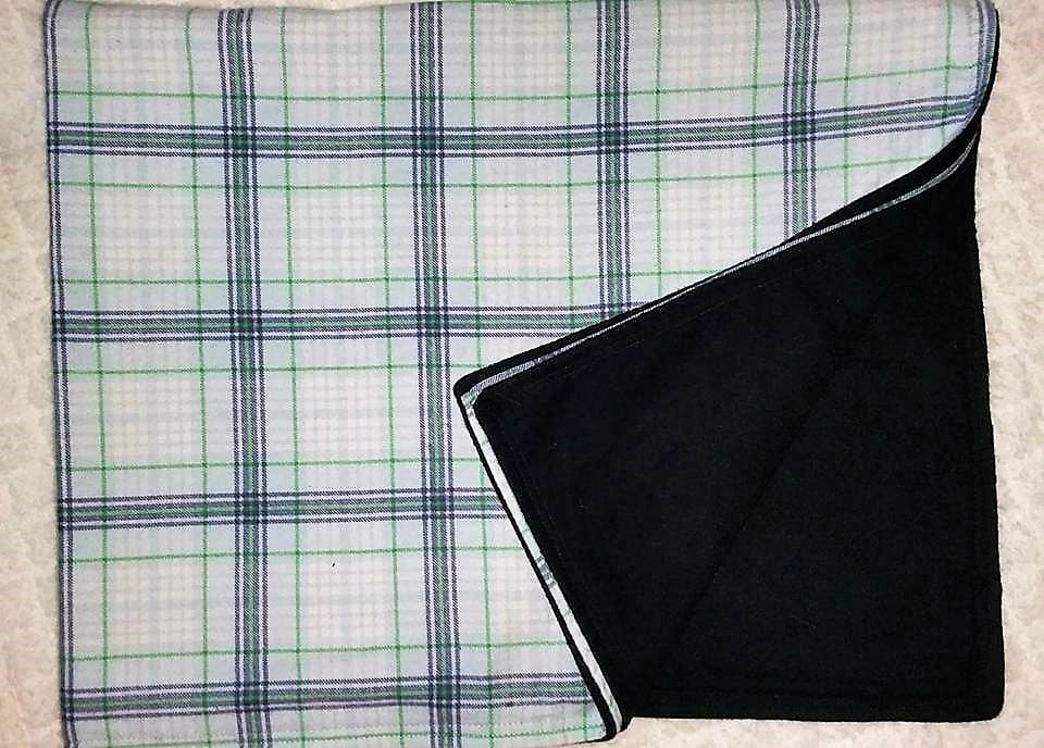 Image of Black striped double flannel blanket