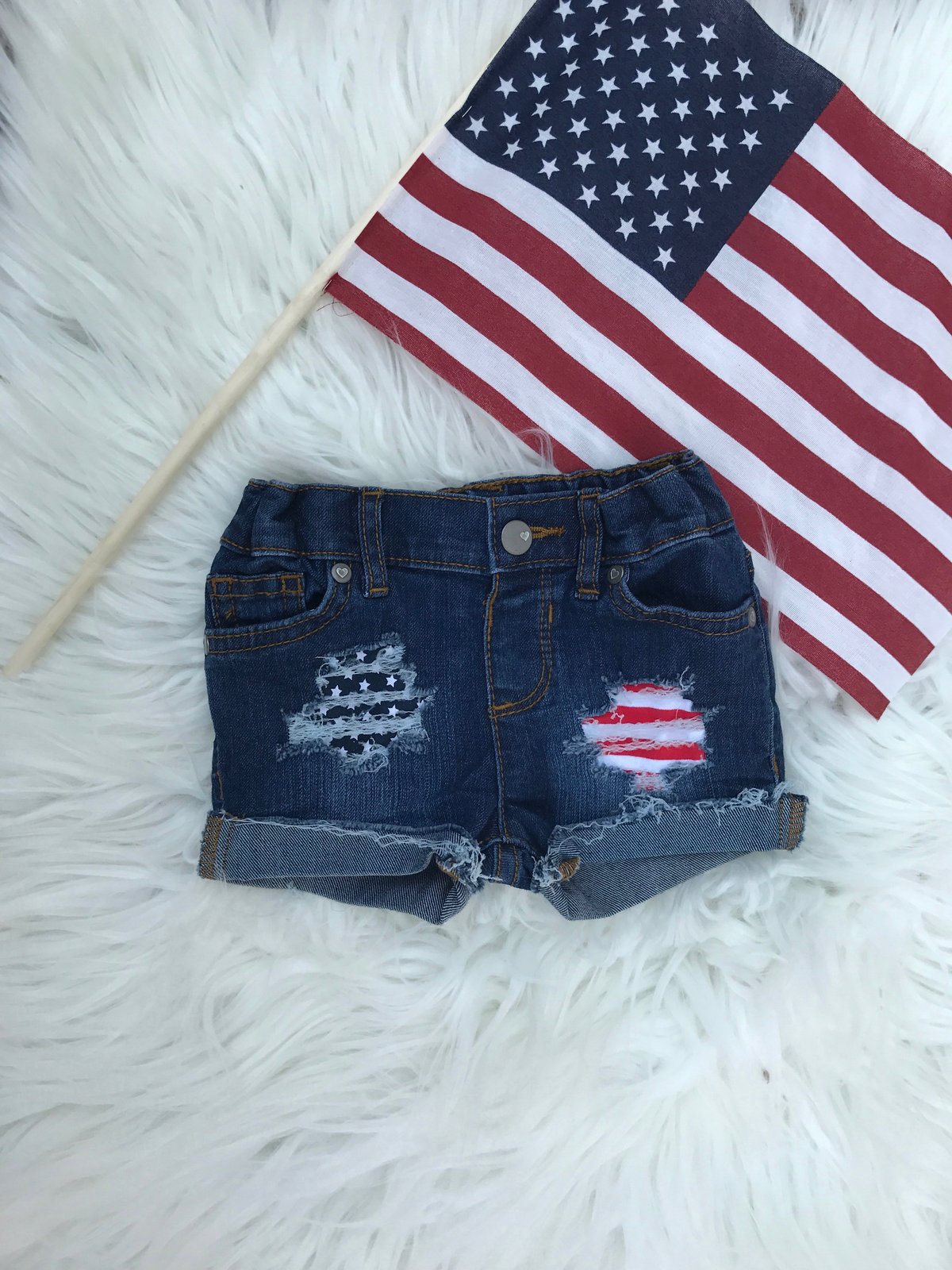 patriotic denim shorts