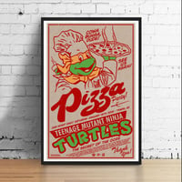 Ninja Pizza Party 11 x 17 Art Print (Michelangelo)