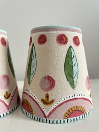 Image 2 of "The Rosalinds" - Matching Pair of Hand Painted Candle Clip Fabric Lampshades