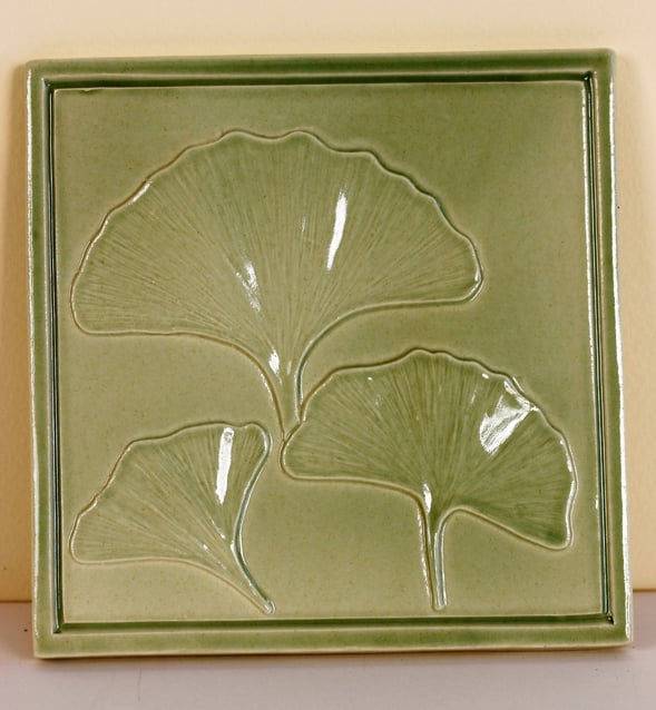 Image of Ginko Tile in Celadon, Blue and Straw