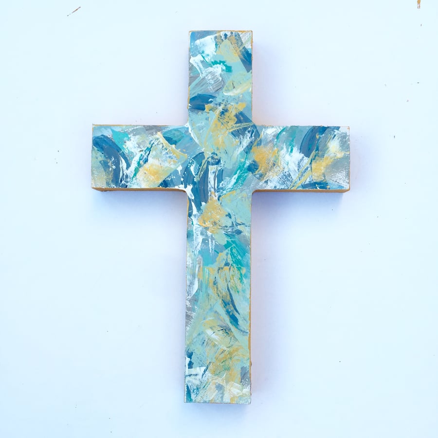 Image of Teal, Navy & Gold Cross