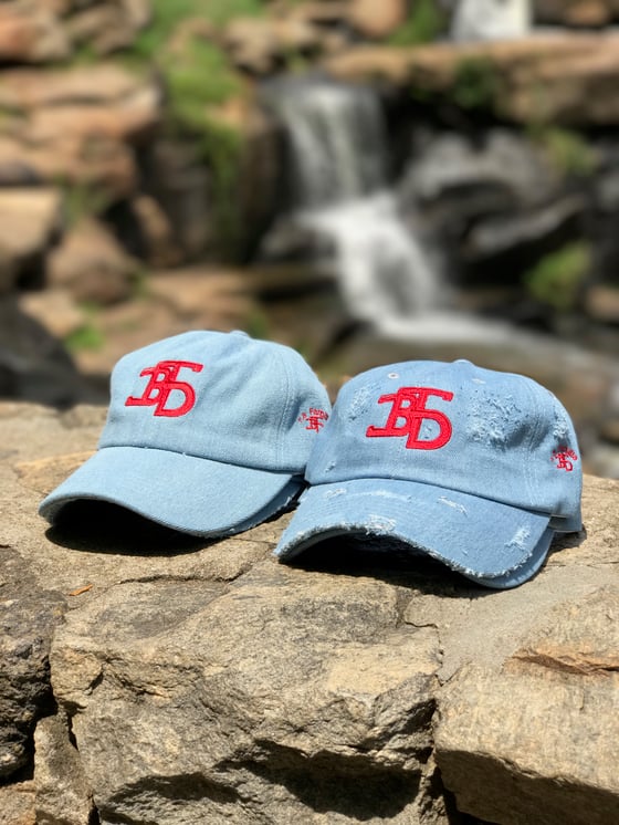 Image of BTD Dad Hat Jean/Red Logo