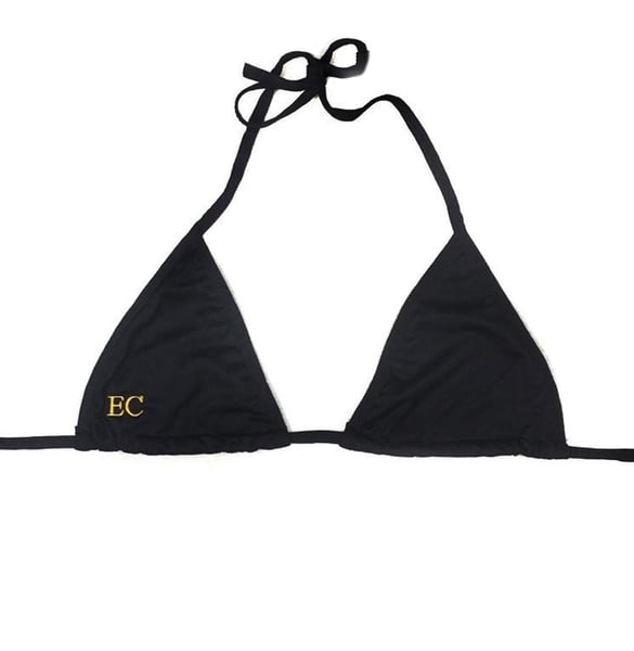Image of Black Bikini Top With Embroidery