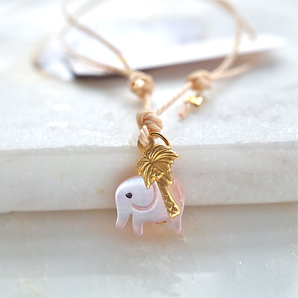 Image of Elephant and palmtree friendship bracelet
