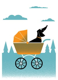 Image 1 of Weiner Dog Stroller Print 