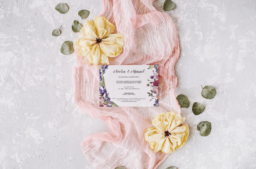 Image of INVITACIONES DE BODA ROMÁNTICA EN ACUARELA - COLECCIÓN JULIETA