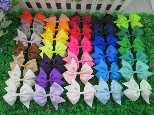 Image of POPULAR Solid 3  inch cross ribbon Savannah Bow clips