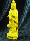 Image of VINTAGE CHINESE YELLOW PEKING GLASS QUAN YIN (KWAN YIN) STATUE