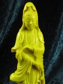 Image of VINTAGE CHINESE YELLOW PEKING GLASS QUAN YIN (KWAN YIN) STATUE