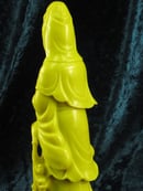 Image of VINTAGE CHINESE YELLOW PEKING GLASS QUAN YIN (KWAN YIN) STATUE