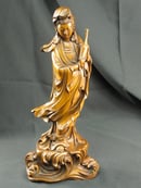 Image of VINTAGE CHINESE WOOD STATUE OF QUAN YIN (KAUN YIN)