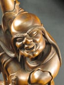 Image of VINTAGE CHINESE WOOD STATUE OF LONG EYEBROW LOHAN