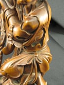 Image of VINTAGE CHINESE WOOD STATUE OF LONG EYEBROW LOHAN