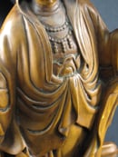 Image of VINTAGE CHINESE WOOD STATUE OF QUAN YIN WITH DRAGON