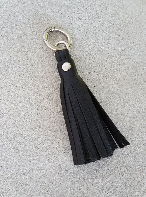 Image of Genuine Leather Tassel - Handbag Charm - 3 Sizes - Gold & Nickel Finishes - 25 Leather Colors