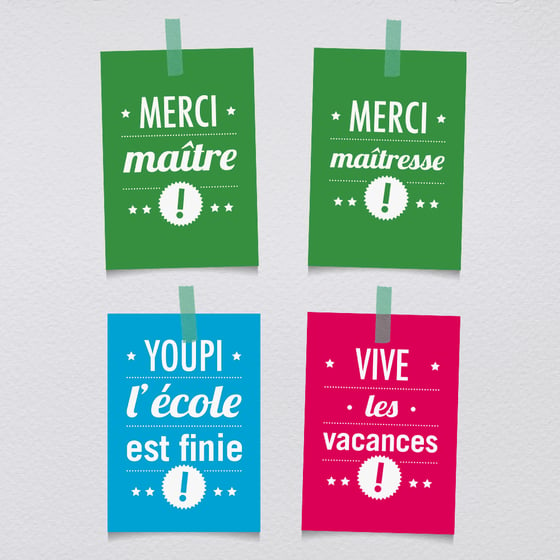Image of Cartes-postales "Youpi l'école est finie" à l'unité 