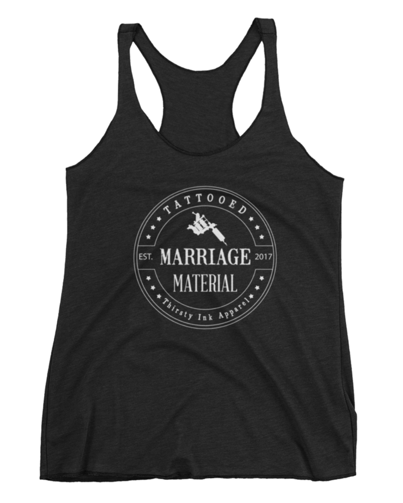 Image of Tattooed Marriage Material Triblend Tank Black