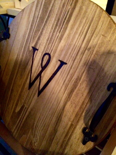 Image of Serving Tray with Wood Burned Initial