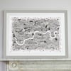 Literary London Map (White, Black and Gold)