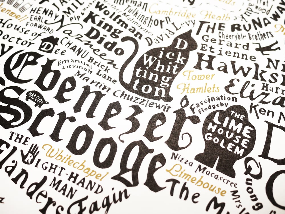 Literary London Map (White, Black and Gold)