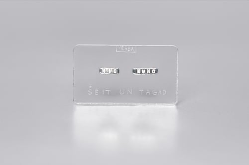 Image of MINI silver earrings with inscription in Latin