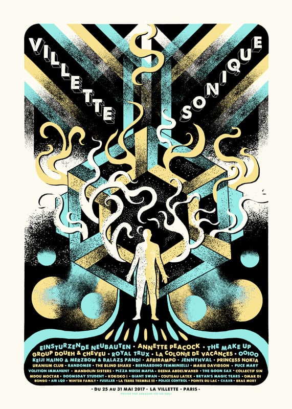 VILLETTE SONIQUE Festival (Paris 2017) screenprinted poster