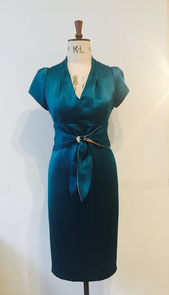 Image of Satin blitz tie waist dress