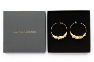Image of Giant Citrine + Garnet + Yellow Gold Vermeil Encrusted Hoops