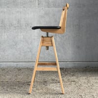 Image 4 of TH Brown Danish Swivel Stool Clear Ash Timber 