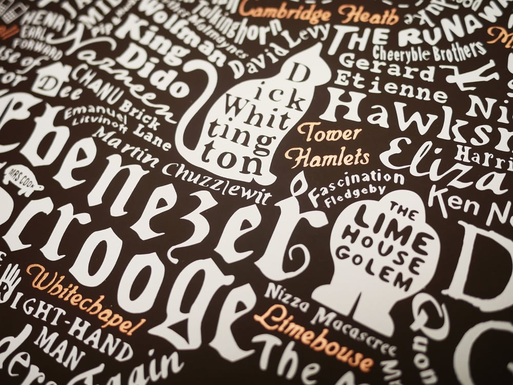 Literary London Map (Bronze & White on Brown Plike)