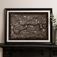 Image 1 of Literary London Map (Bronze & White on Brown Plike)