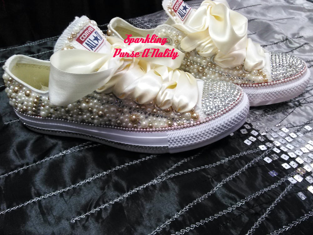 Image of "Sparkling" Rhinestone and Pearl Converse
