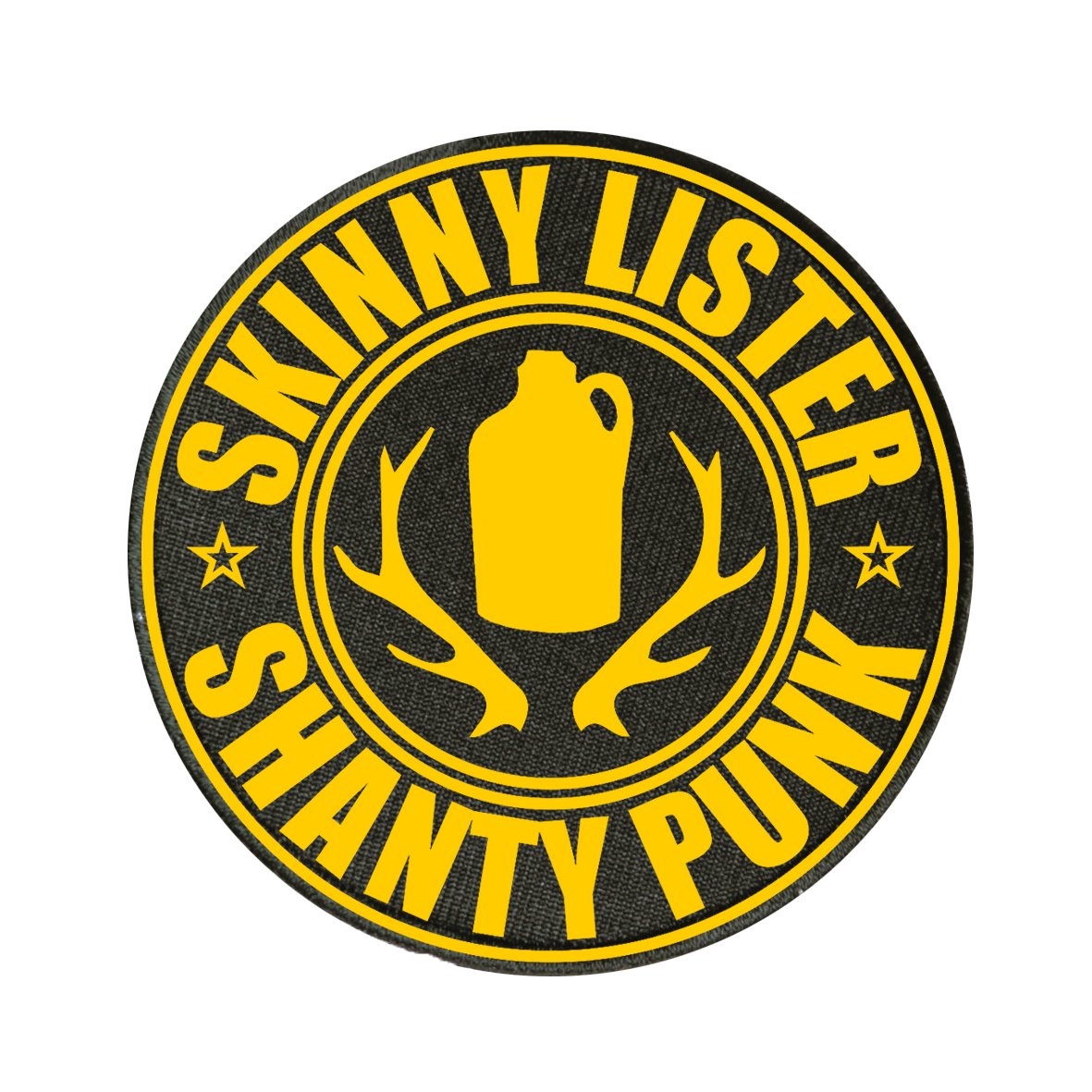 Blue Black Shanty Punk Patches Skinny Lister   SKINNY BLACK ROUND PATCH FOR SHOP 