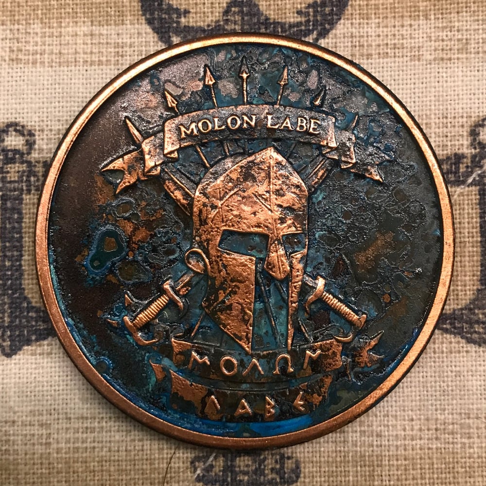 Image of Molon Labe 1oz Copper Challenge Coin