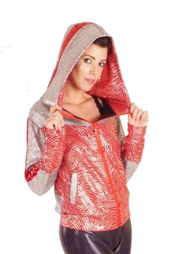 Image of Future Retro Space Sports Jacket - Space Safari - Red & Silver - Unisex