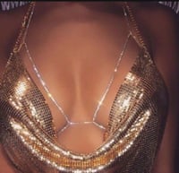 Image 3 of Rhinestone Bra Top Gold