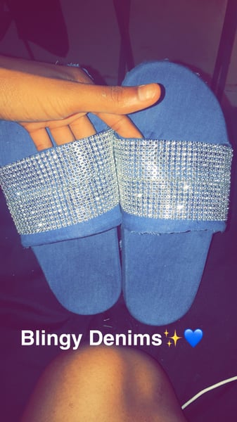 Image of Blingy Denim Slides