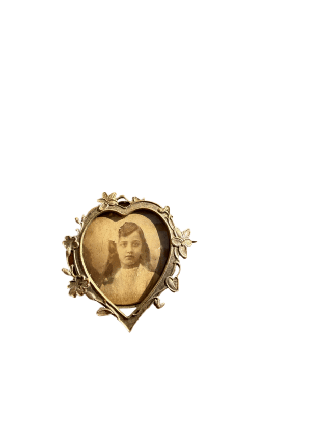 Victorian era valentine heart memorium brooch pin