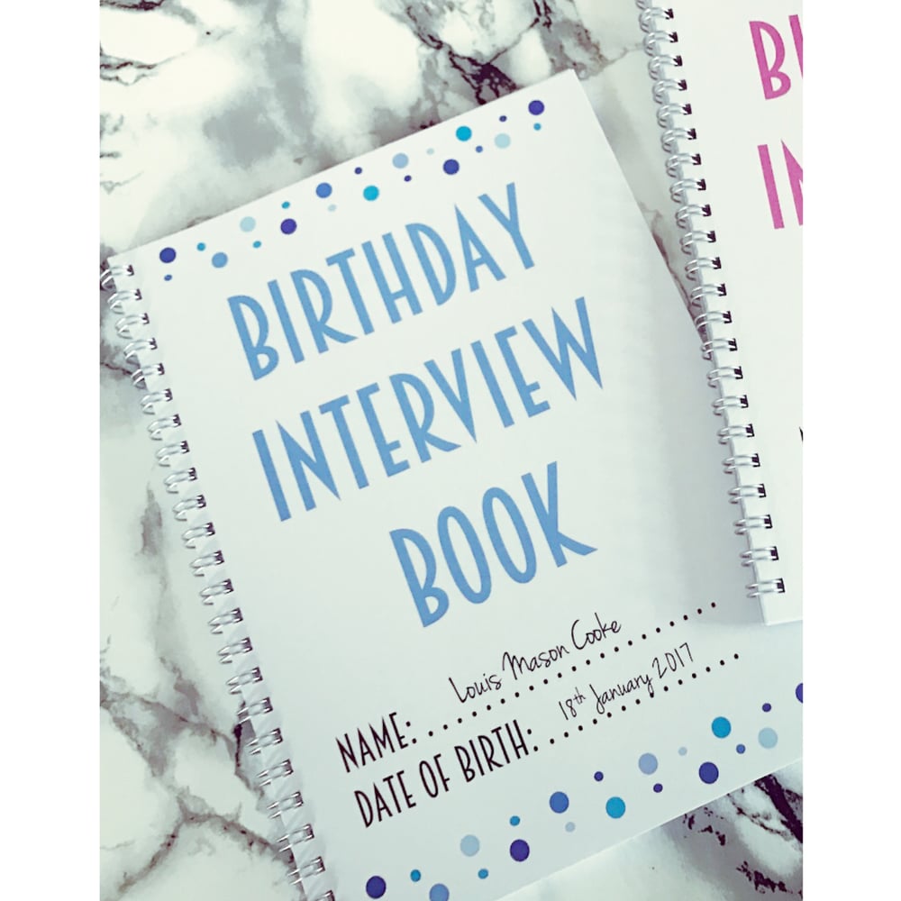 Image of Blue Personalised Birthday Interview Book