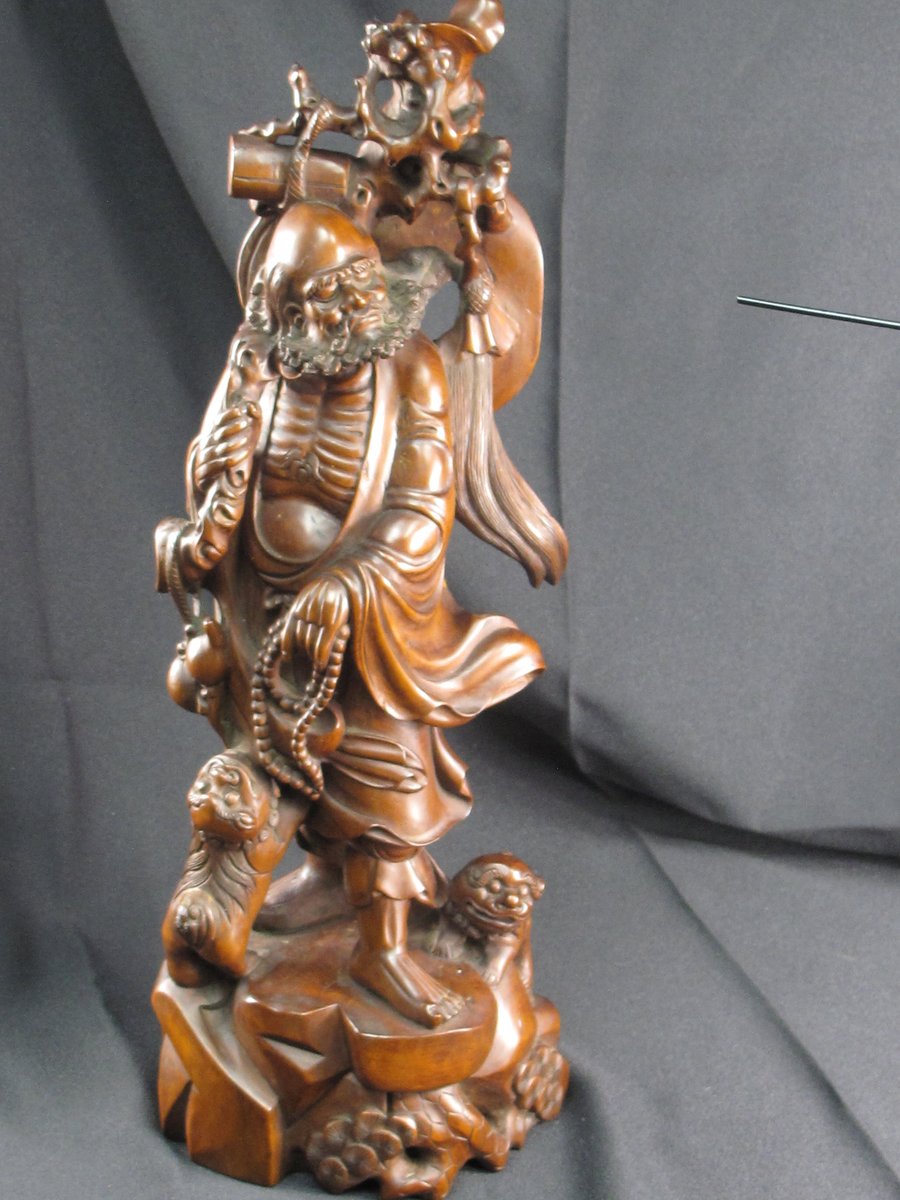 VINTAGE CHINESE WOOD STATUE OF VAJRAPUTRA Baum Galleries