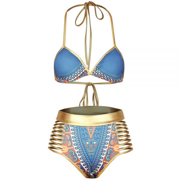 Image of NYALI - Dashiki African print two-piece Bikini (BLUE)